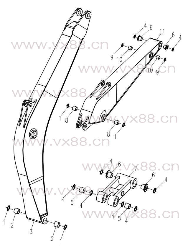 动臂,斗杆和连杆